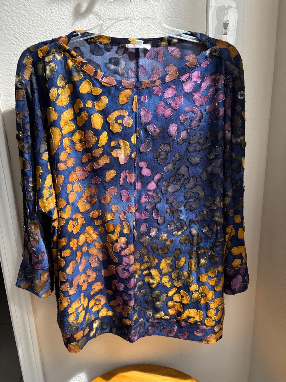 Westbound Navy Multicolor Leopard Print Tunic L
